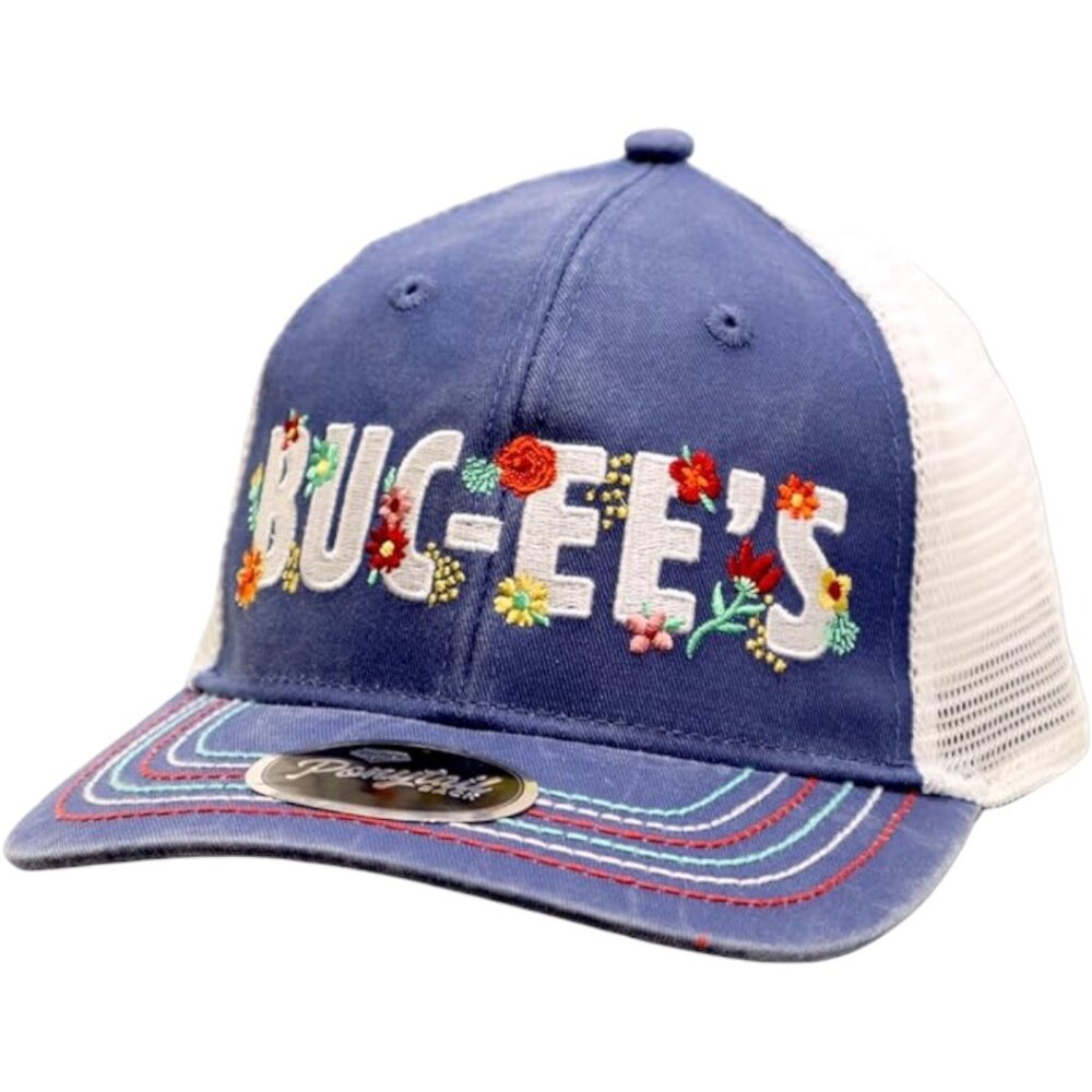 NEW / Buc-ee's Women’s Adjustable Snapback Ponytail Trucker Hat, One Size